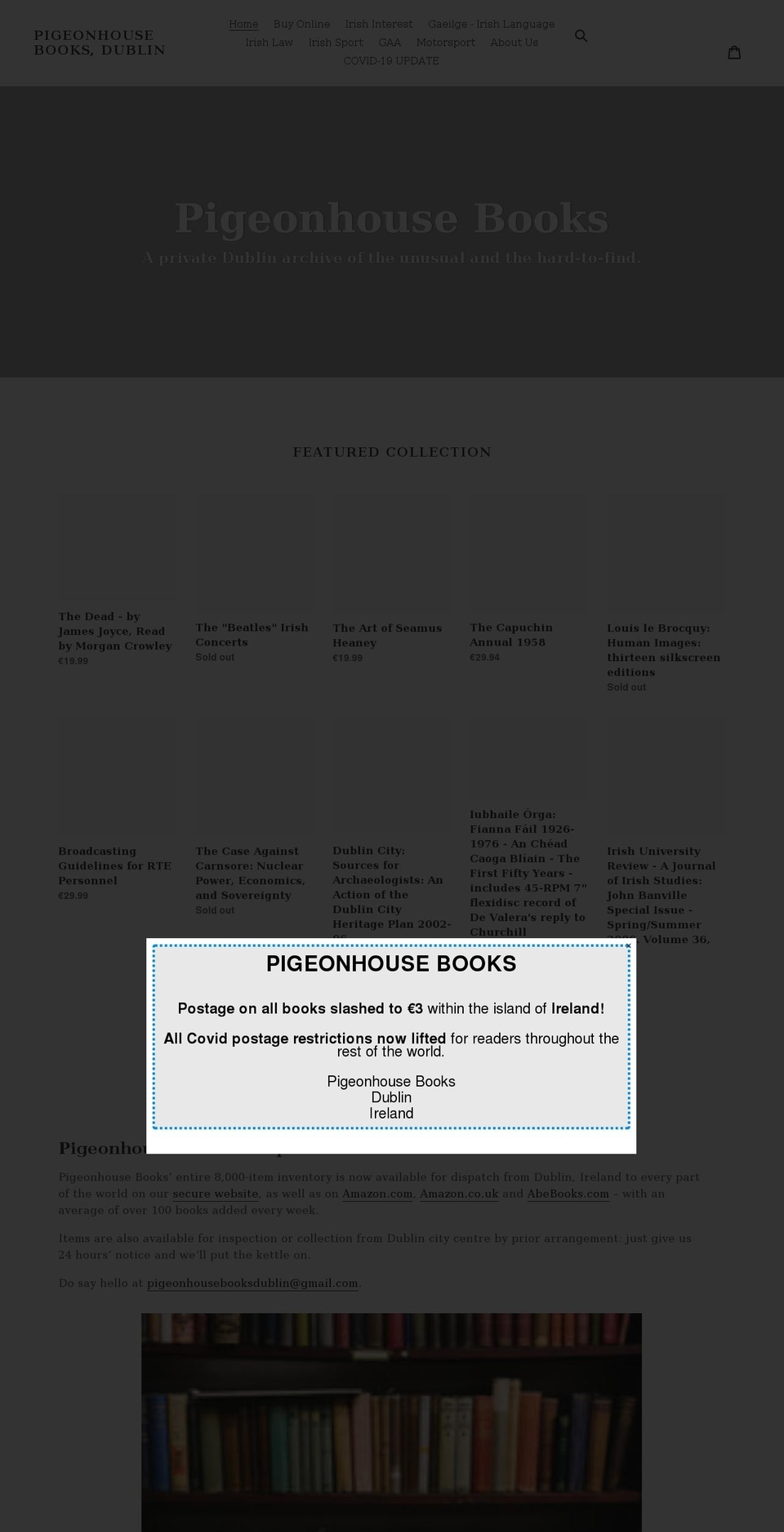 pigeonhousebooks.com shopify website screenshot