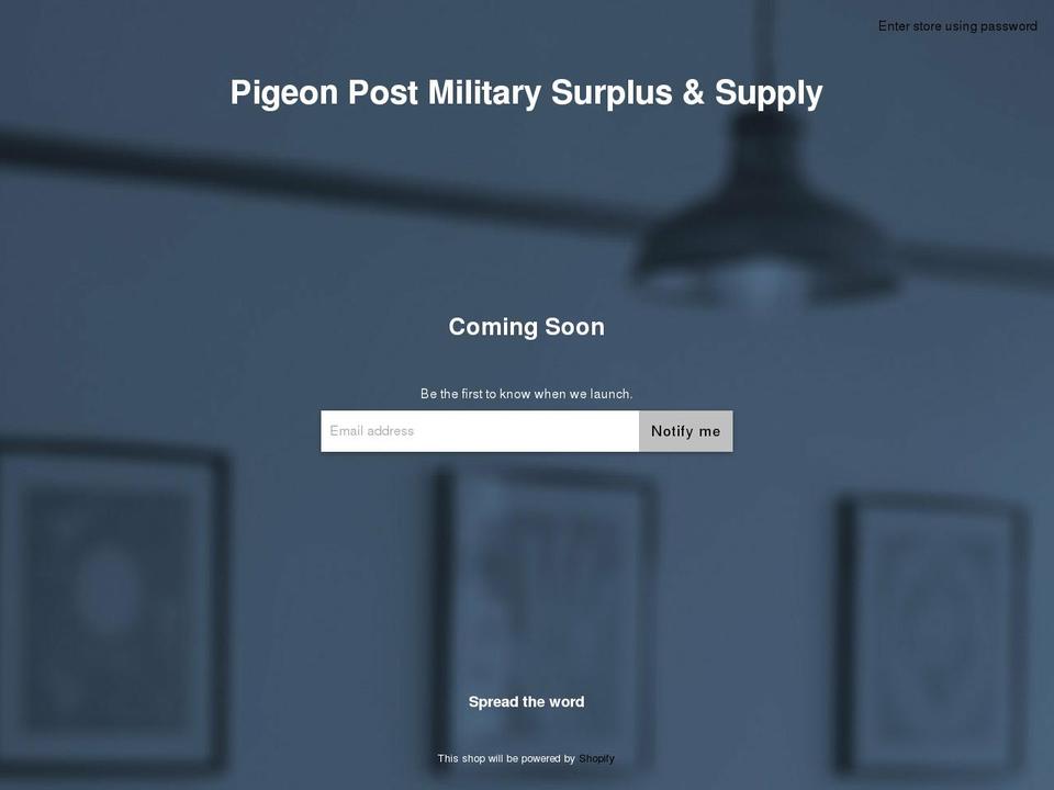 pigeonpostmilitary.com shopify website screenshot