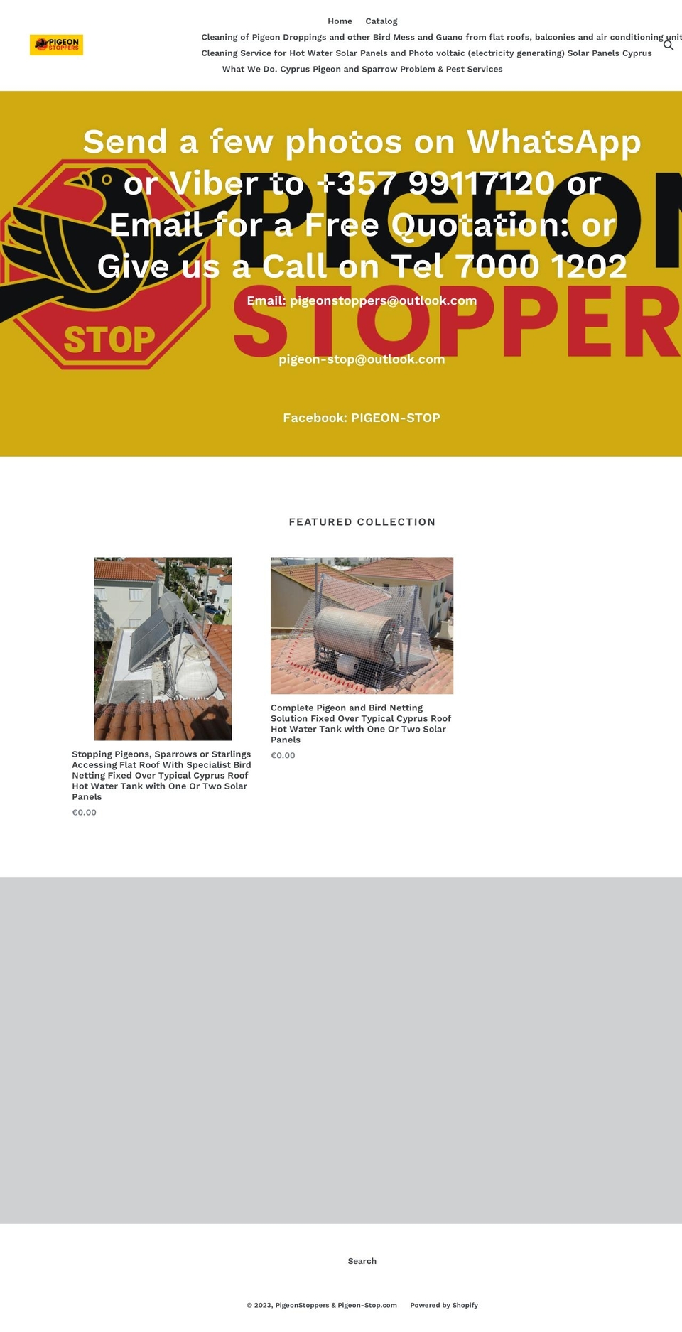 pigeonstoppers.com shopify website screenshot