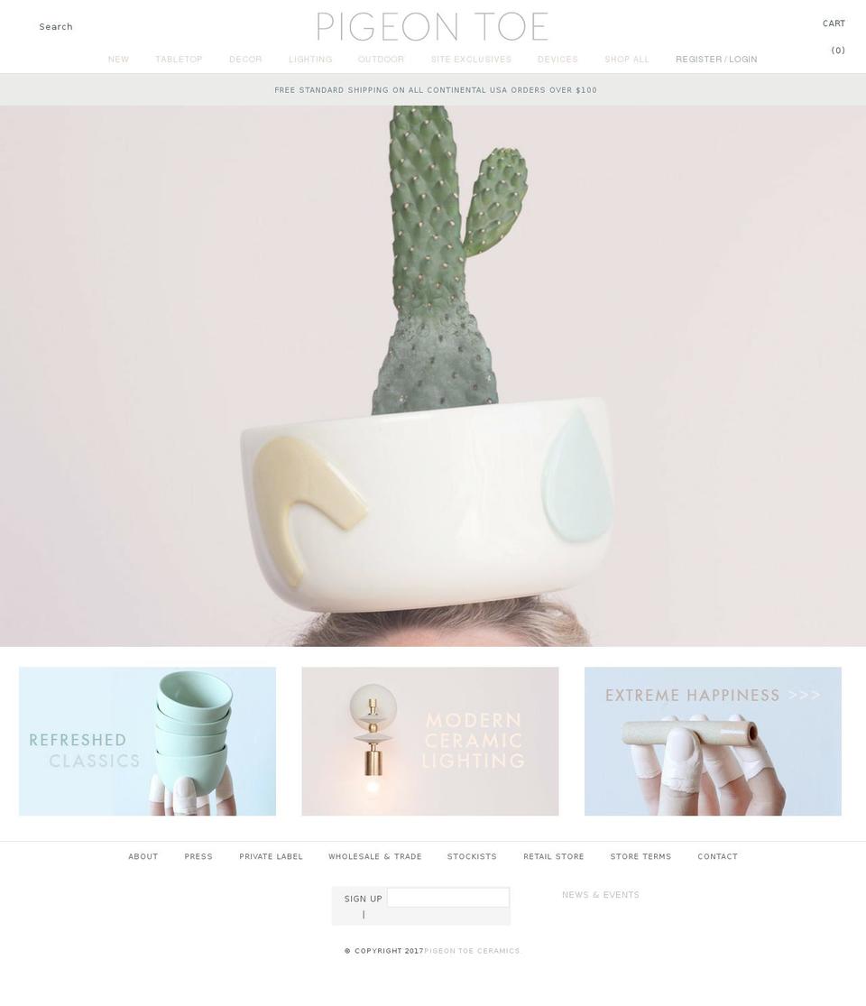 pigeontoeceramics.com shopify website screenshot