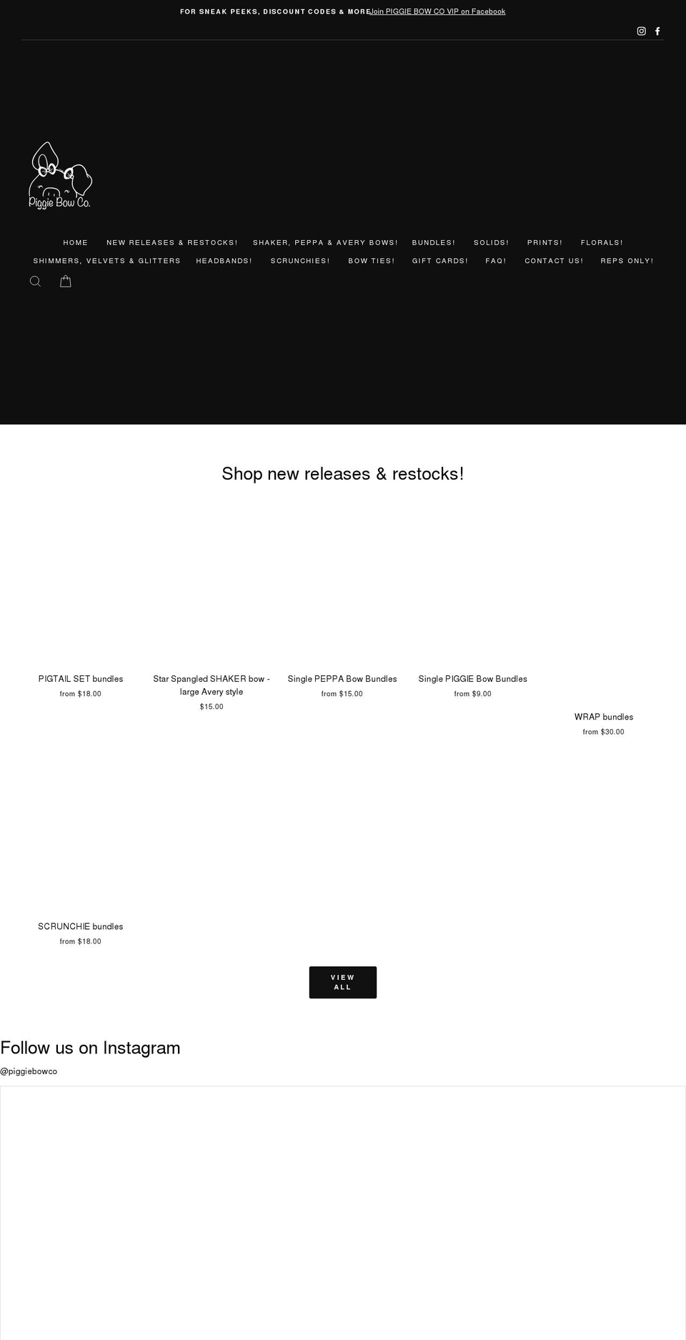 piggiebowco.com shopify website screenshot