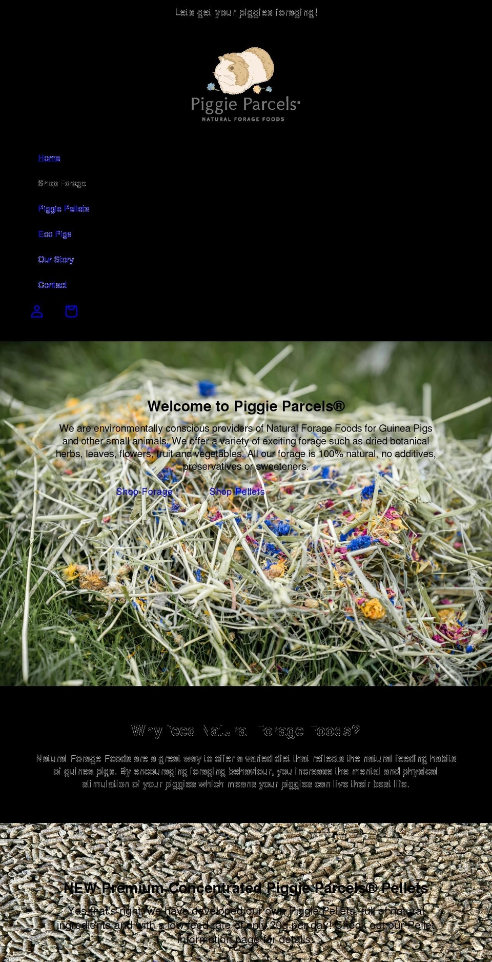 piggieparcels.co.uk shopify website screenshot