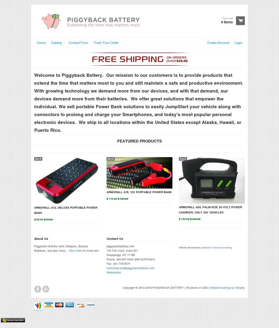 piggybackbattery.com shopify website screenshot