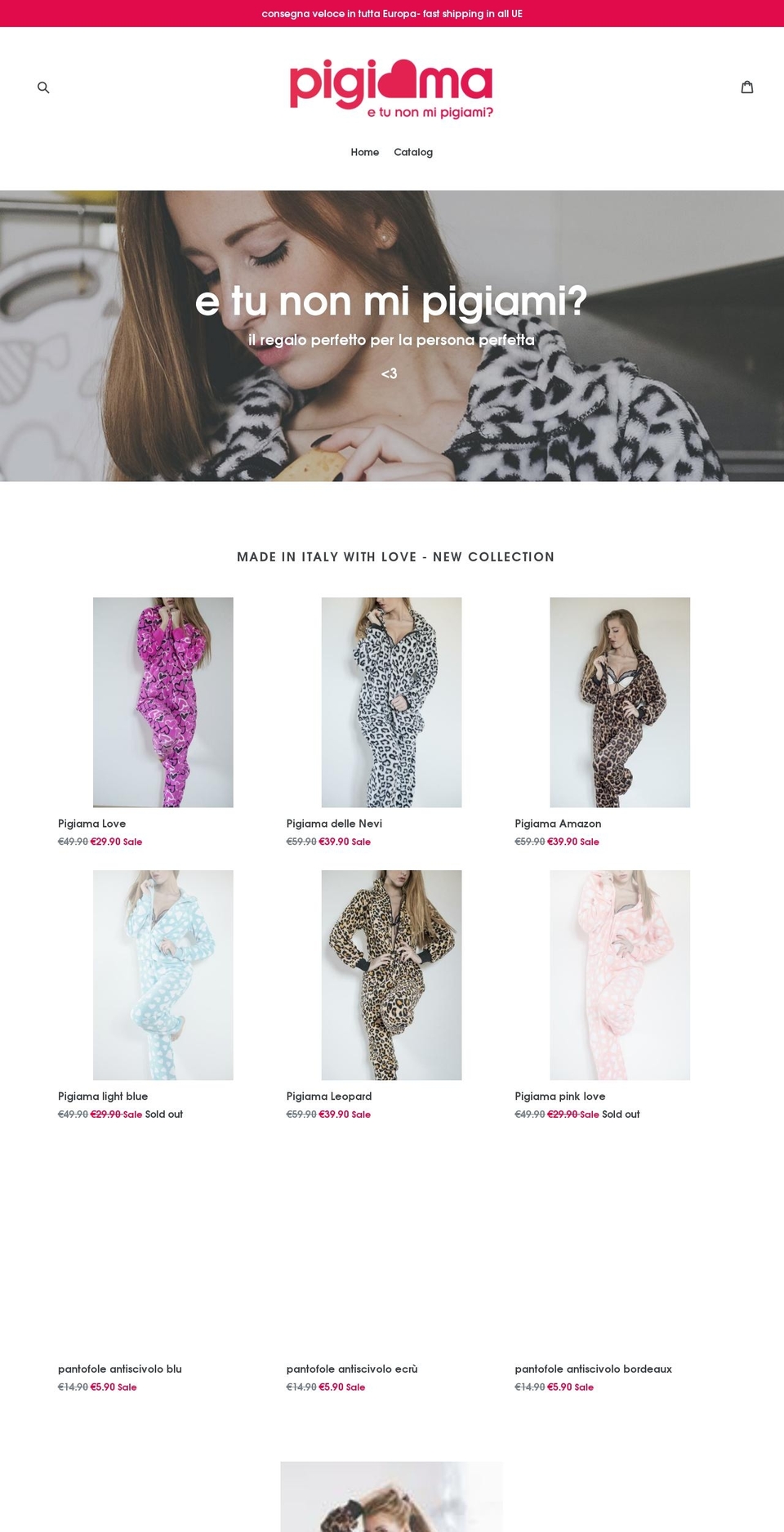 pigiama.love shopify website screenshot
