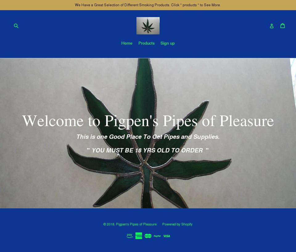 pigpenspipesofpleasure.com — Shopify storefront screenshot