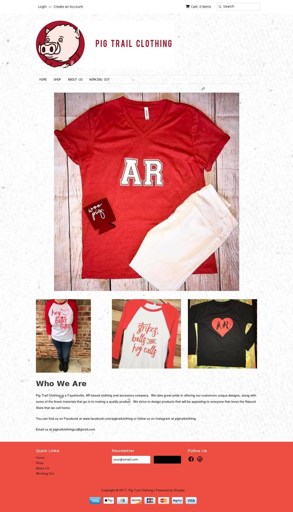 pigtrailclothing.com shopify website screenshot