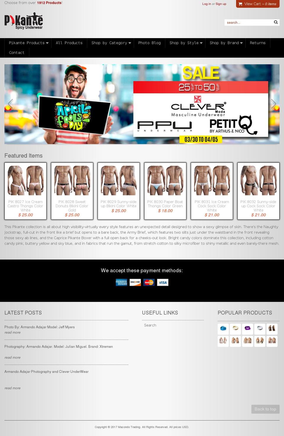 pikanteunderwear.com shopify website screenshot