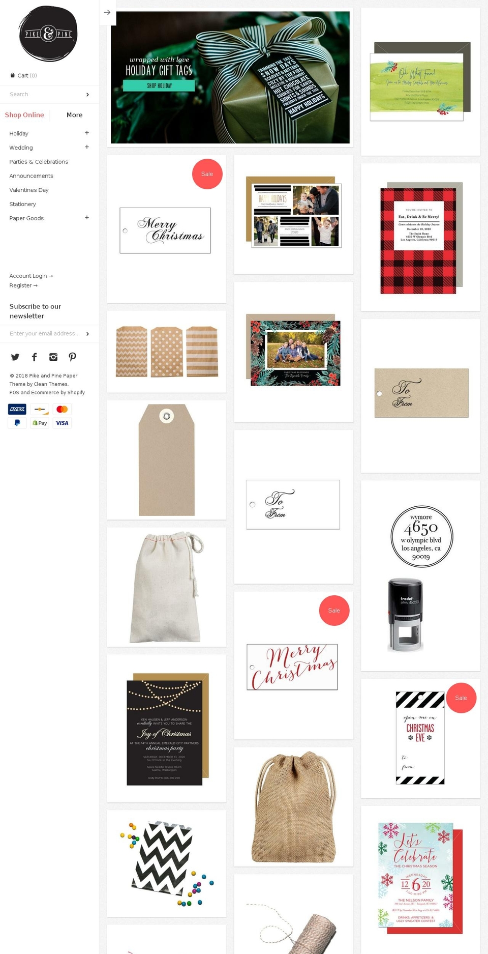 pikeandpinepaper.com — Shopify storefront screenshot