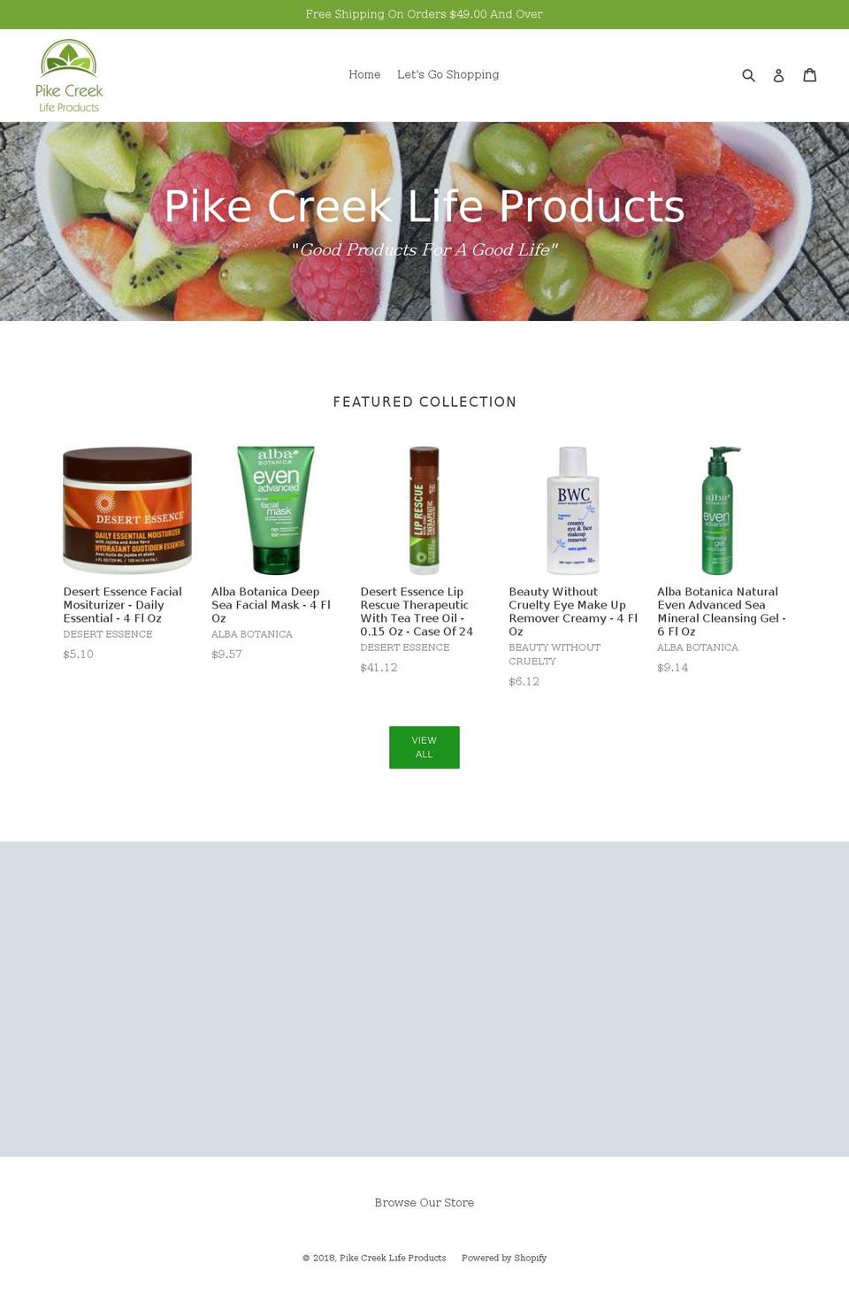 pikecreeklifeproducts.com — Shopify storefront screenshot