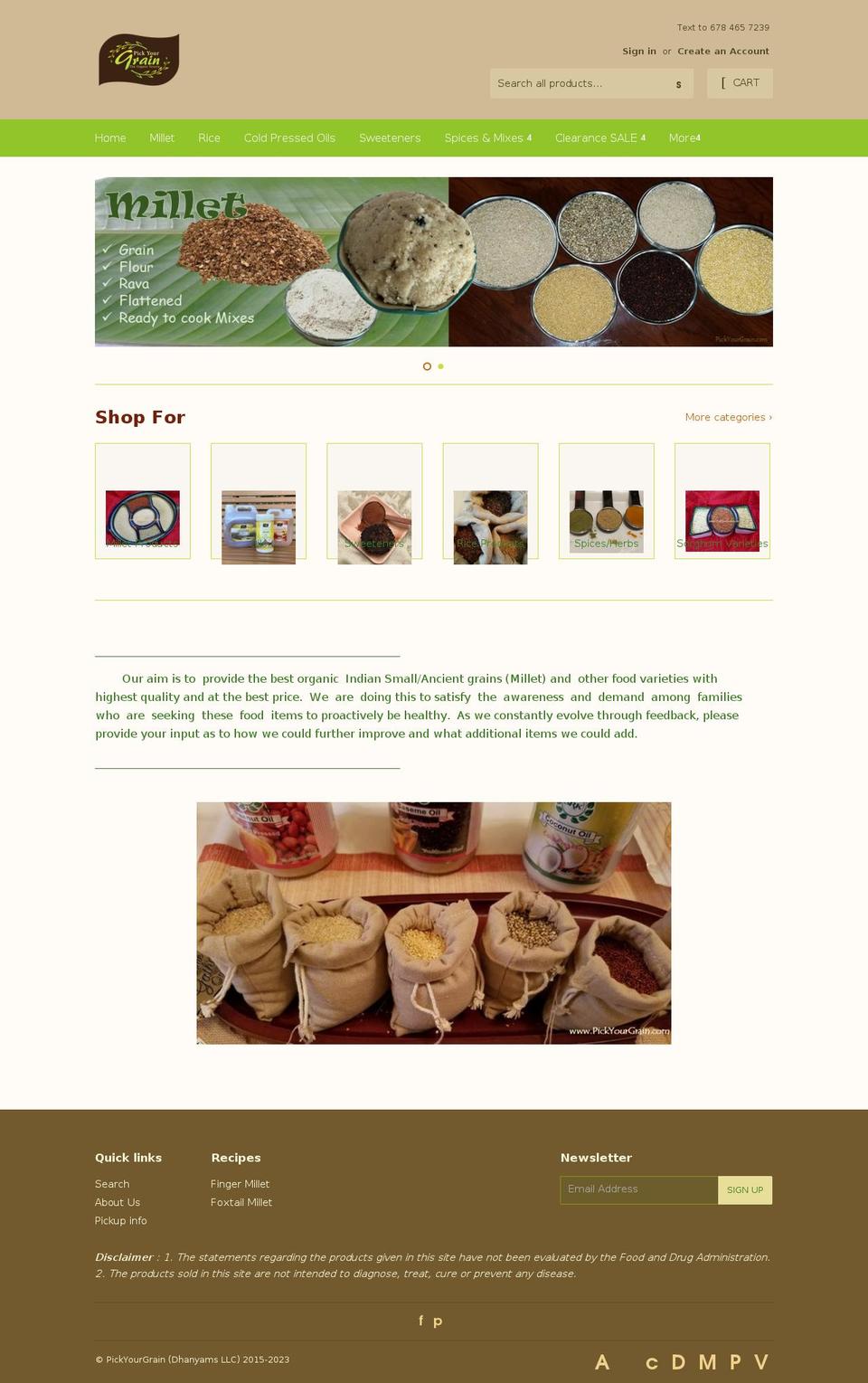 pikyourgrain.com — Shopify storefront screenshot