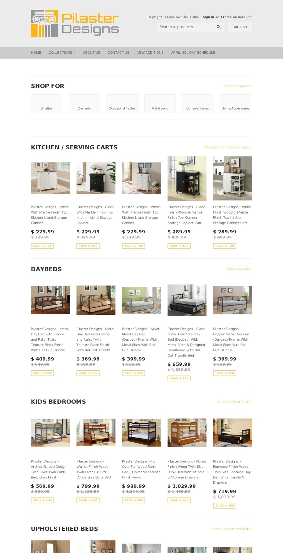 pilasterdesigns.com shopify website screenshot