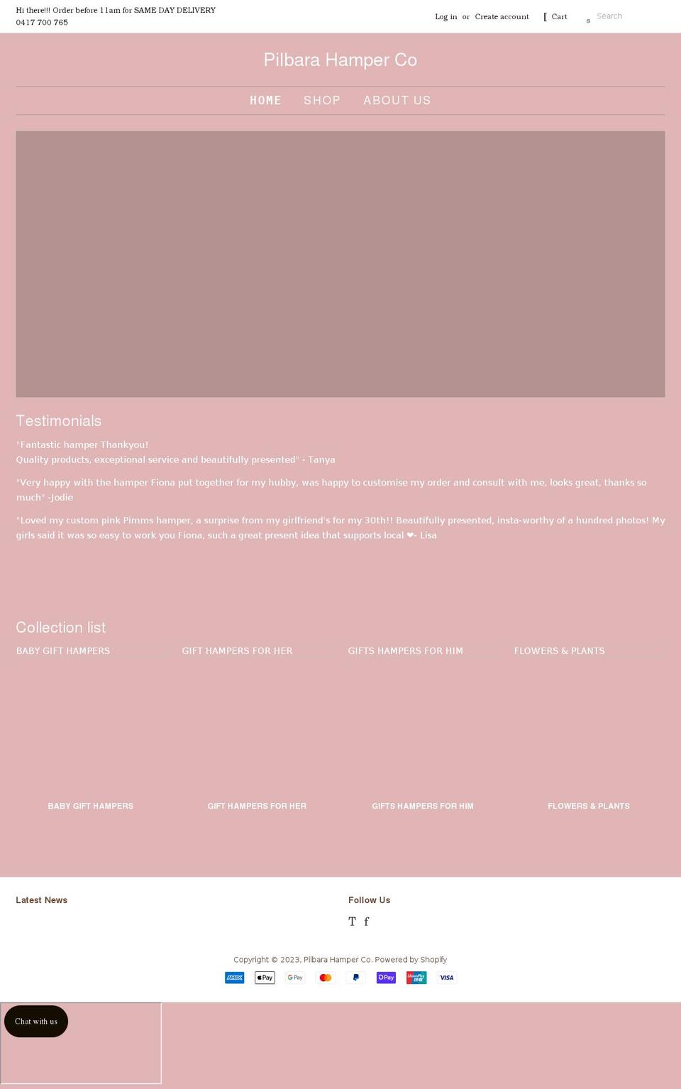 pilbarahamperco.com shopify website screenshot