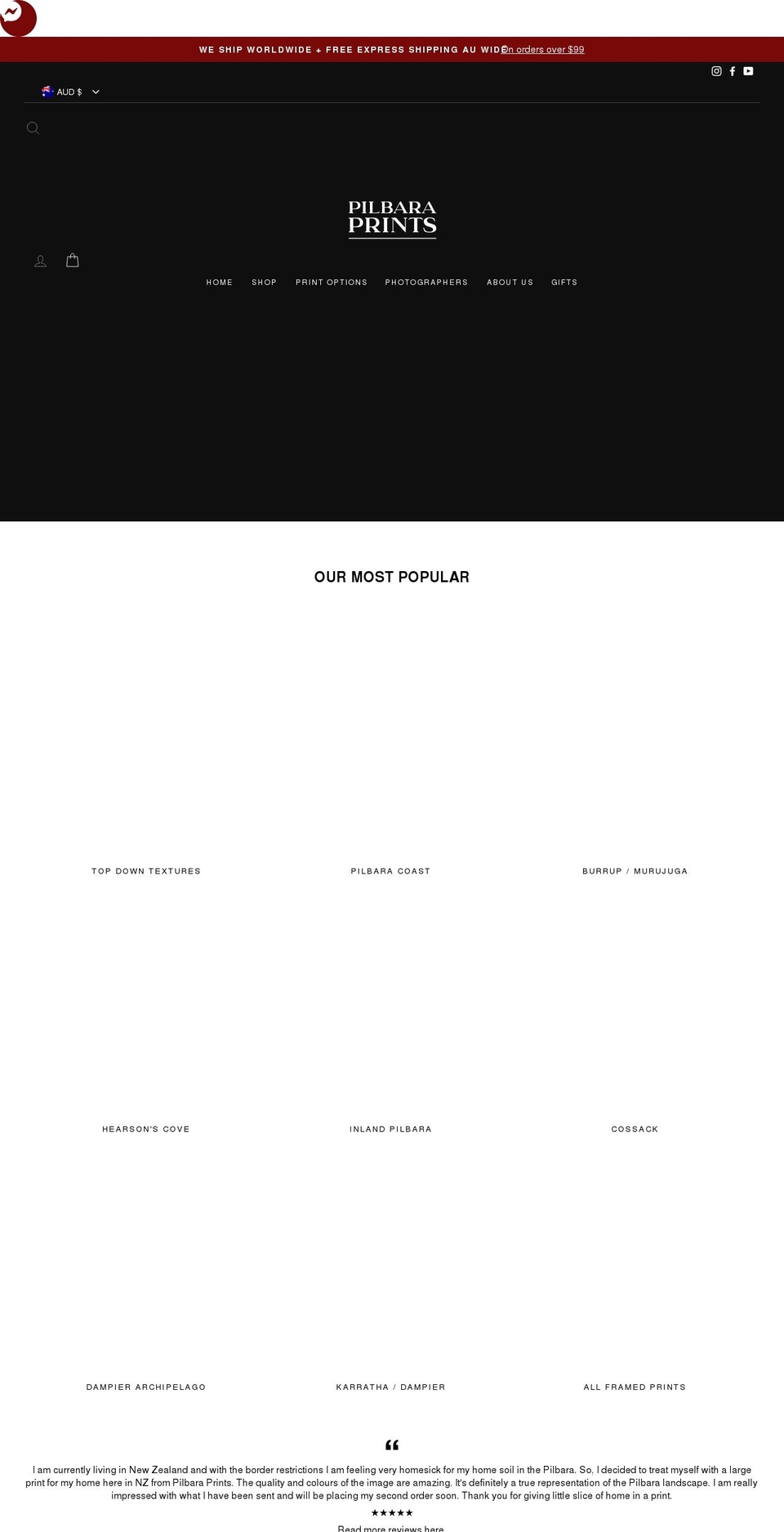 pilbaraprints.com.au shopify website screenshot