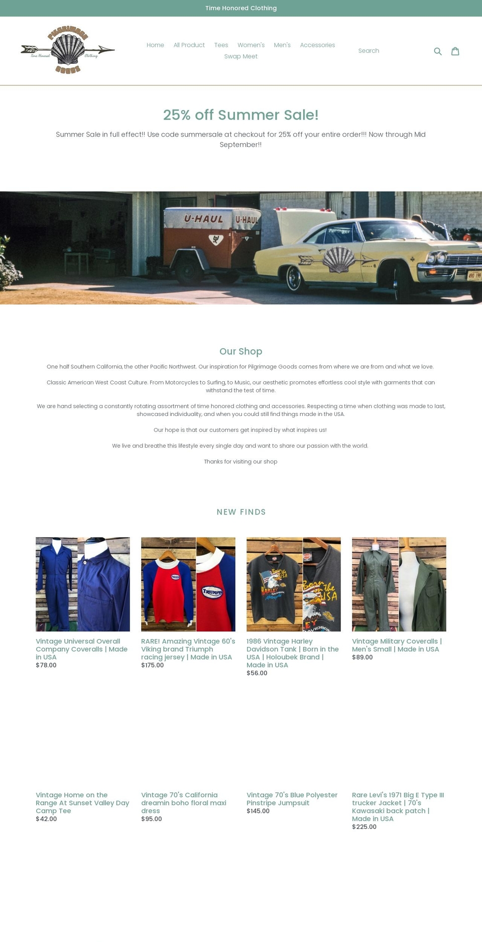 pilgrimagegoods.com — Shopify storefront screenshot