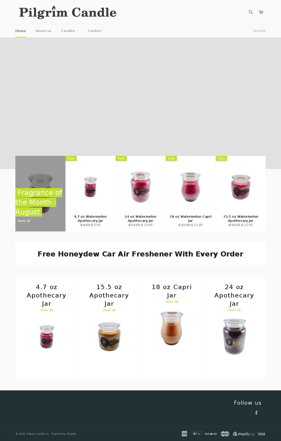 pilgrimcandle.com shopify website screenshot