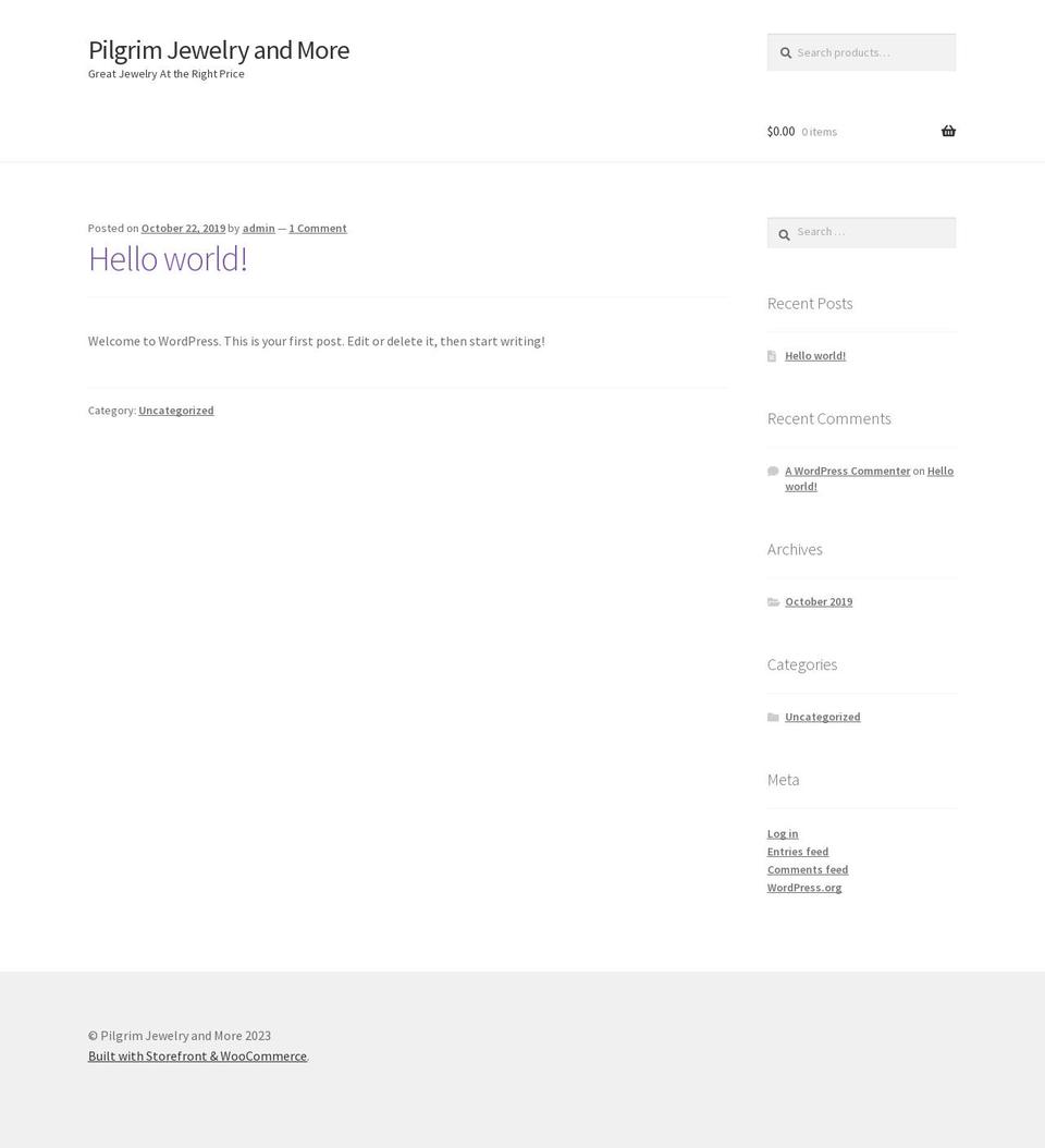 pilgrimjewelryandmore.com — Shopify storefront screenshot
