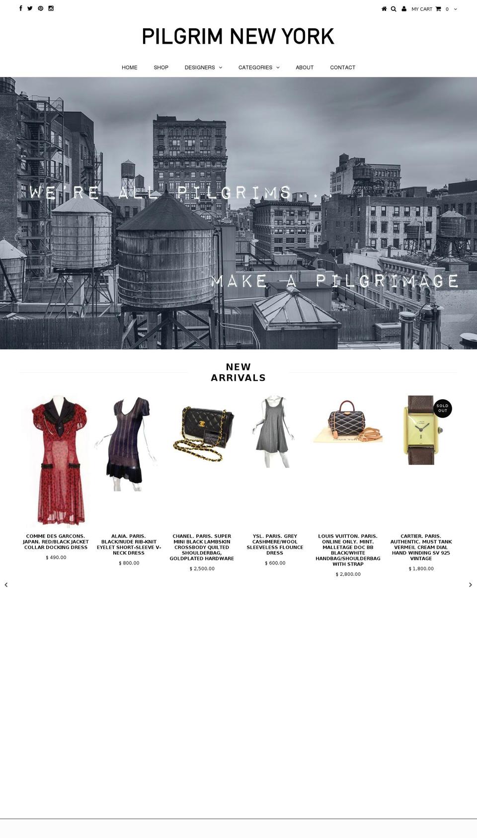 pilgrimnyc.com shopify website screenshot