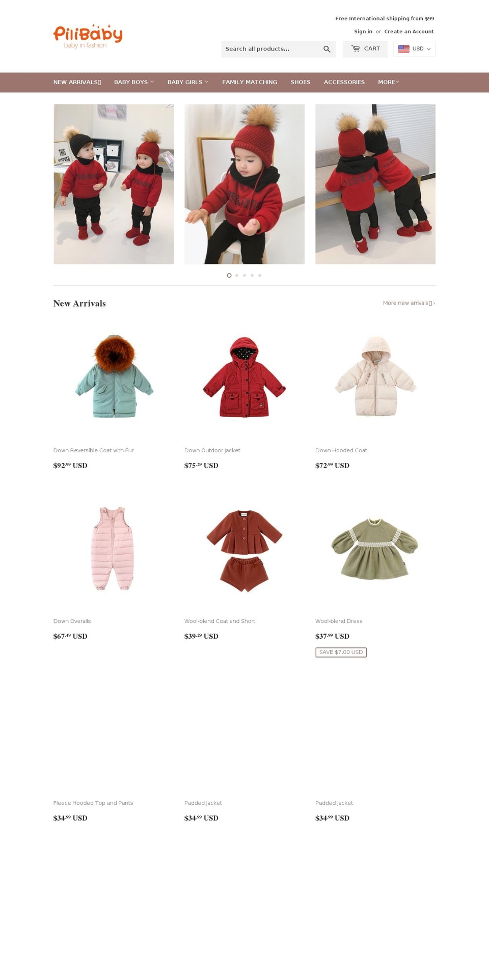 pilibaby.com — Shopify storefront screenshot
