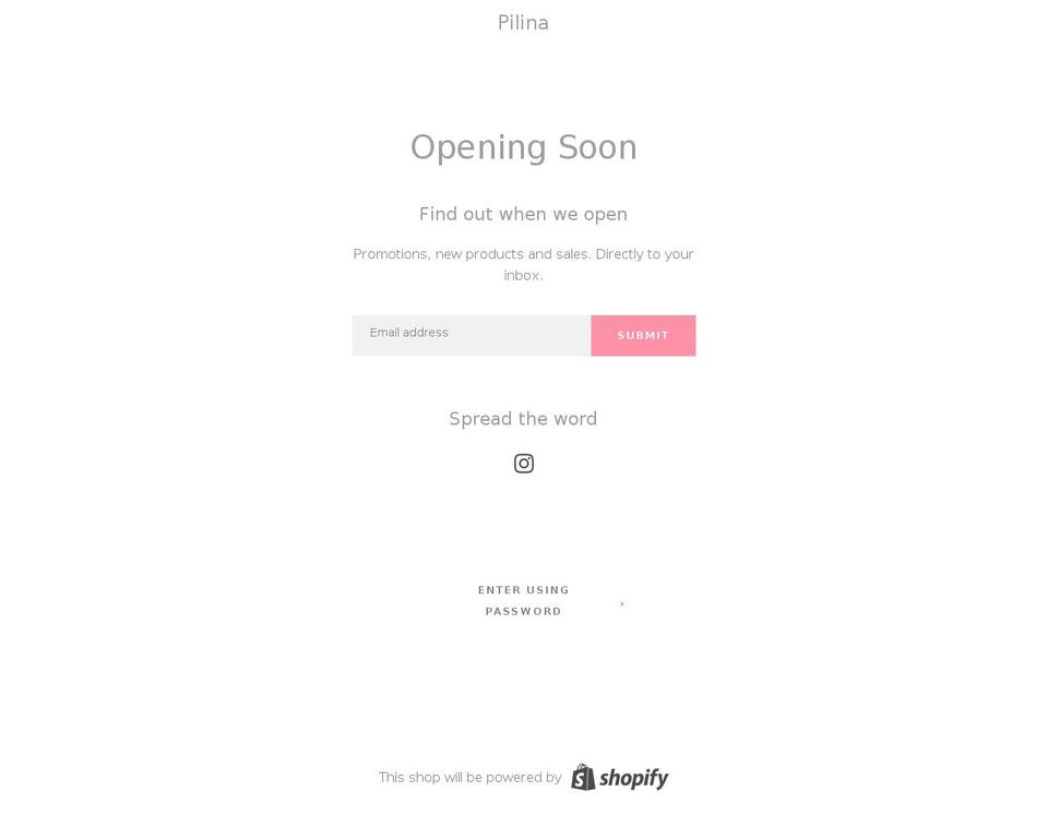 pilina.net shopify website screenshot