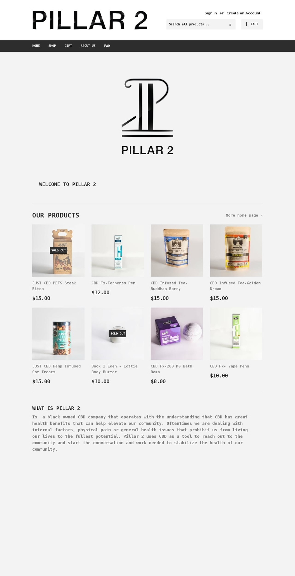pillar-2.com shopify website screenshot