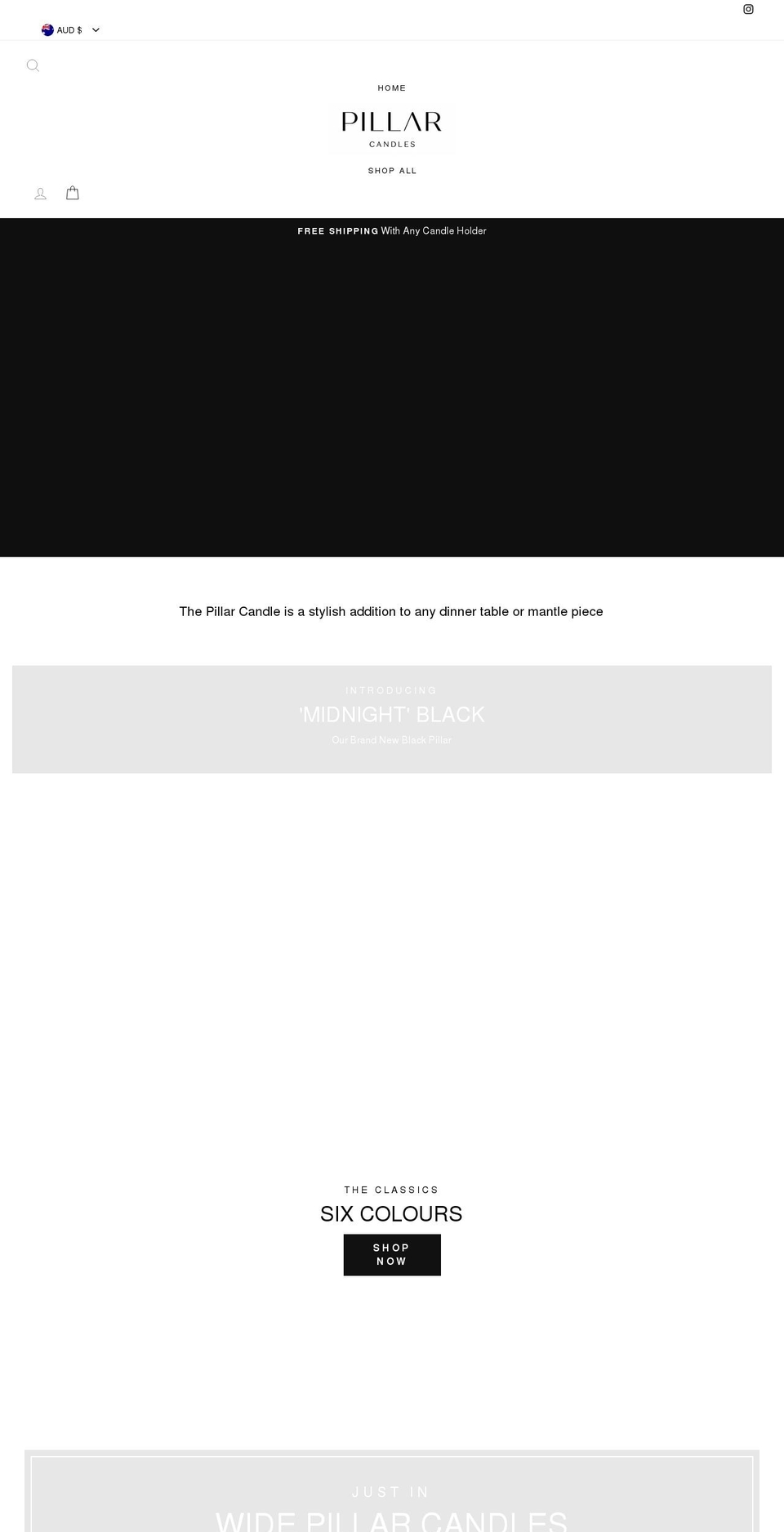 pillarcandles.com.au shopify website screenshot