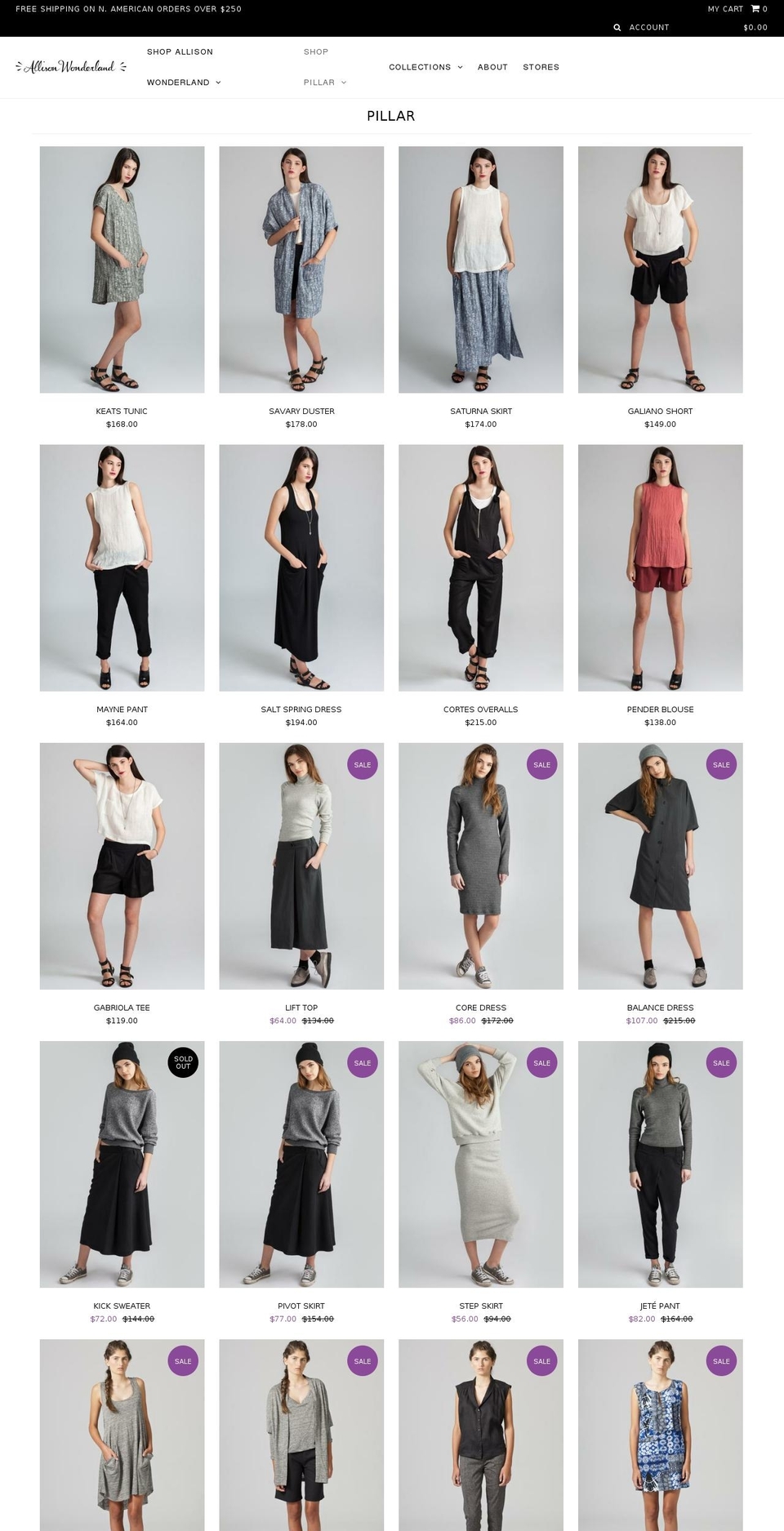 pillarclothing.com shopify website screenshot