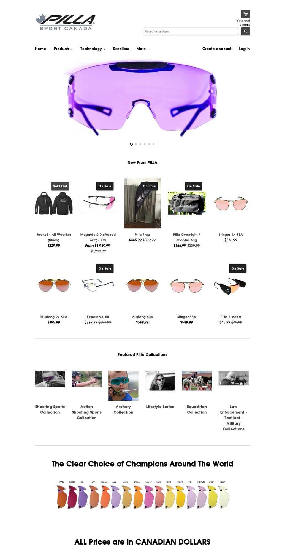 pillasport.ca shopify website screenshot