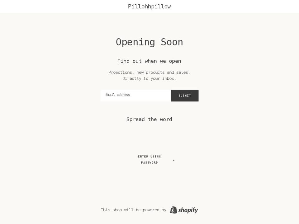 pillohhpillow.myshopify.com shopify website screenshot