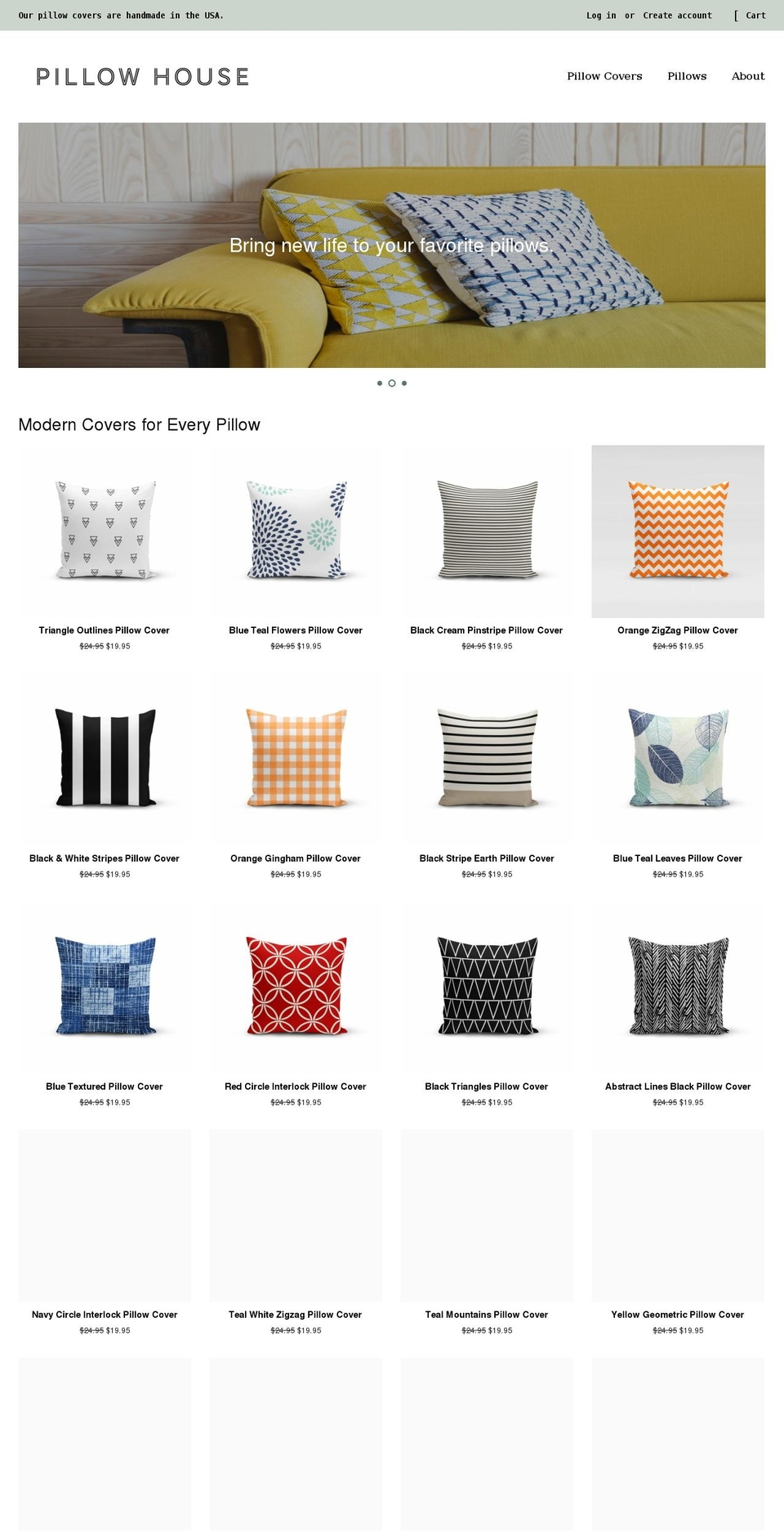 pillow.house shopify website screenshot