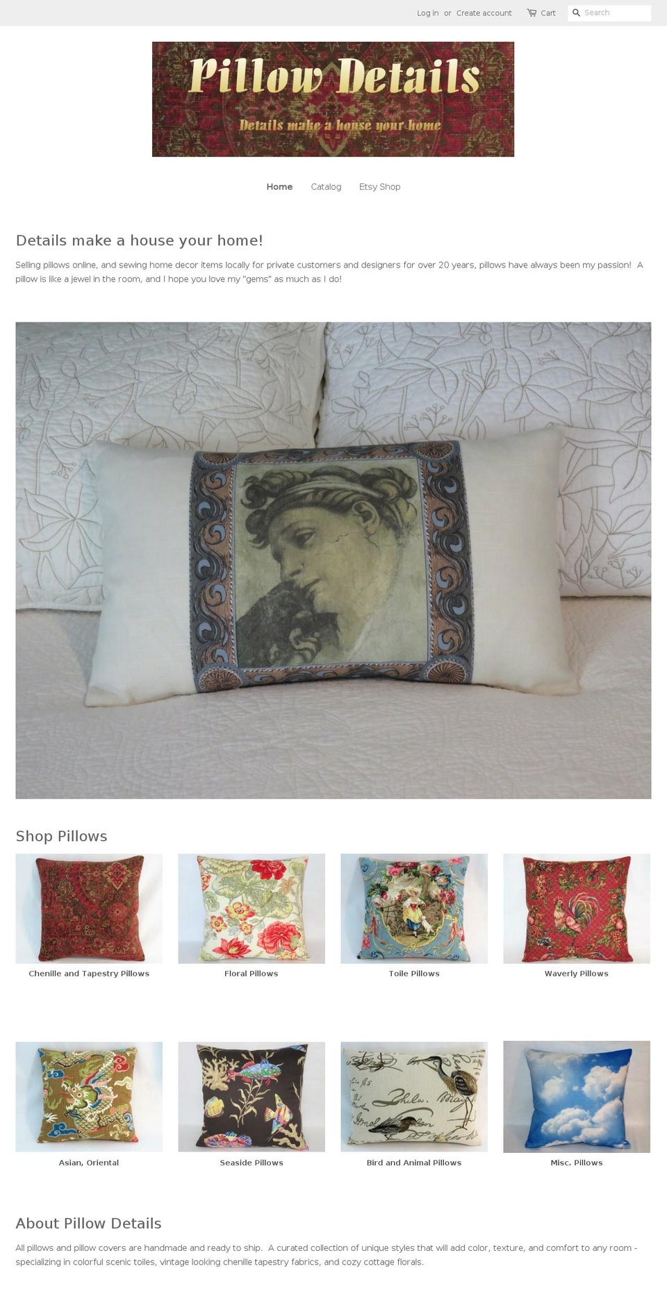 pillowdetails.com shopify website screenshot