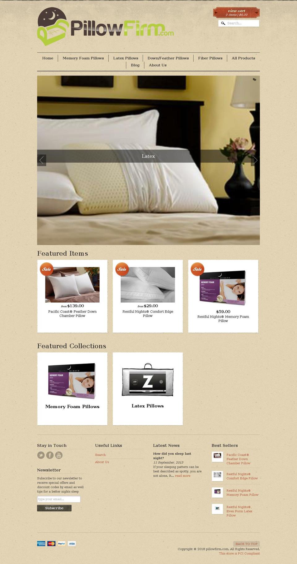 First Shopify theme site example pillowfirm.com