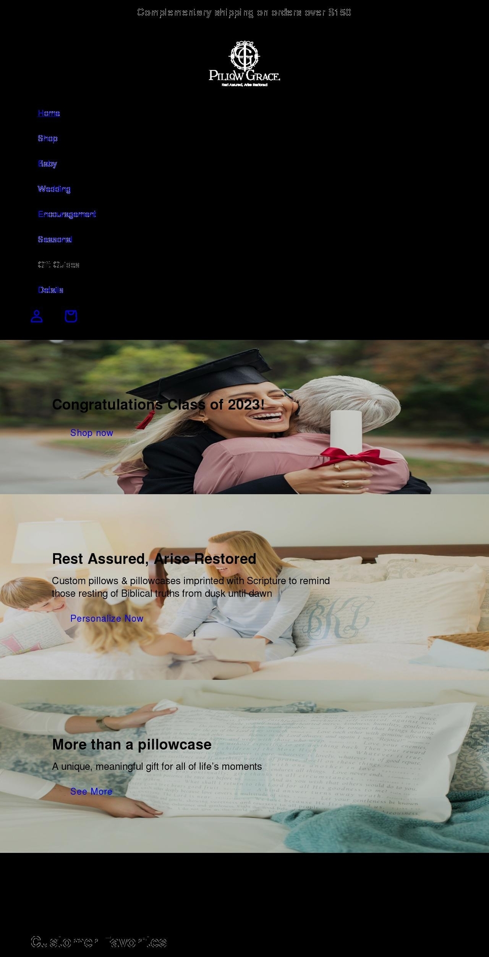 pillowgrace.com shopify website screenshot