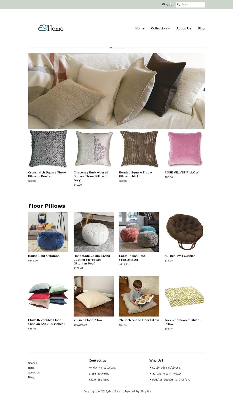 pillowillo.com shopify website screenshot