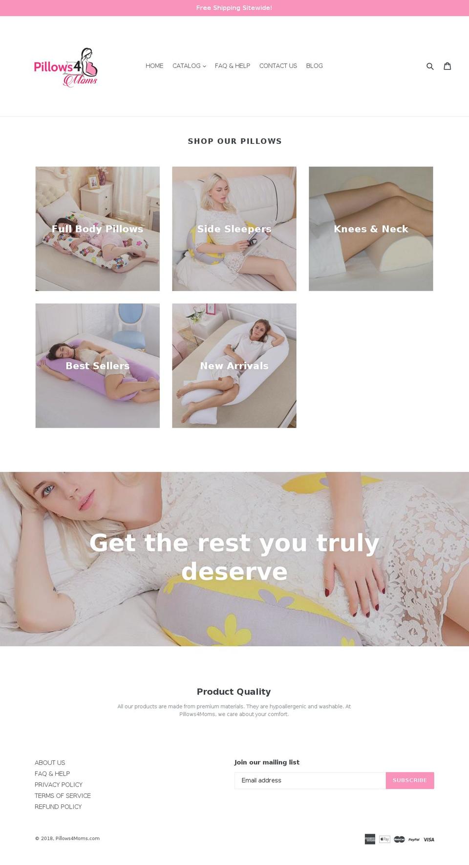pillows4moms.com — Shopify storefront screenshot