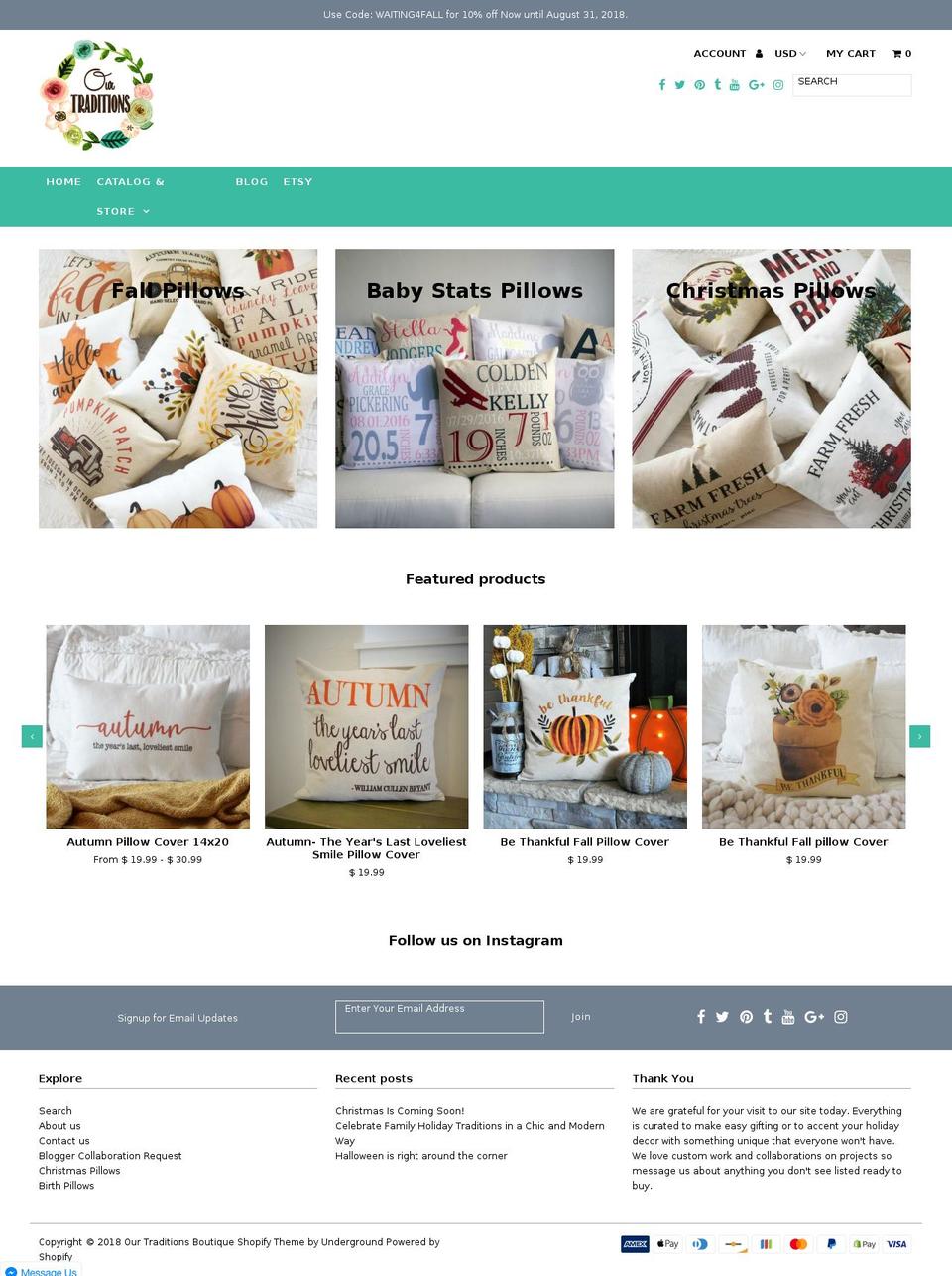 pillowsforeveryone.net shopify website screenshot