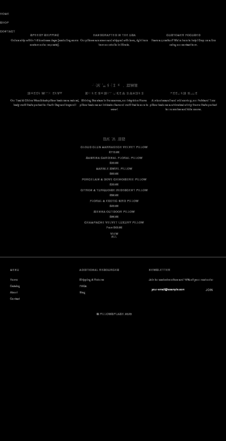 pillowsplash.com shopify website screenshot