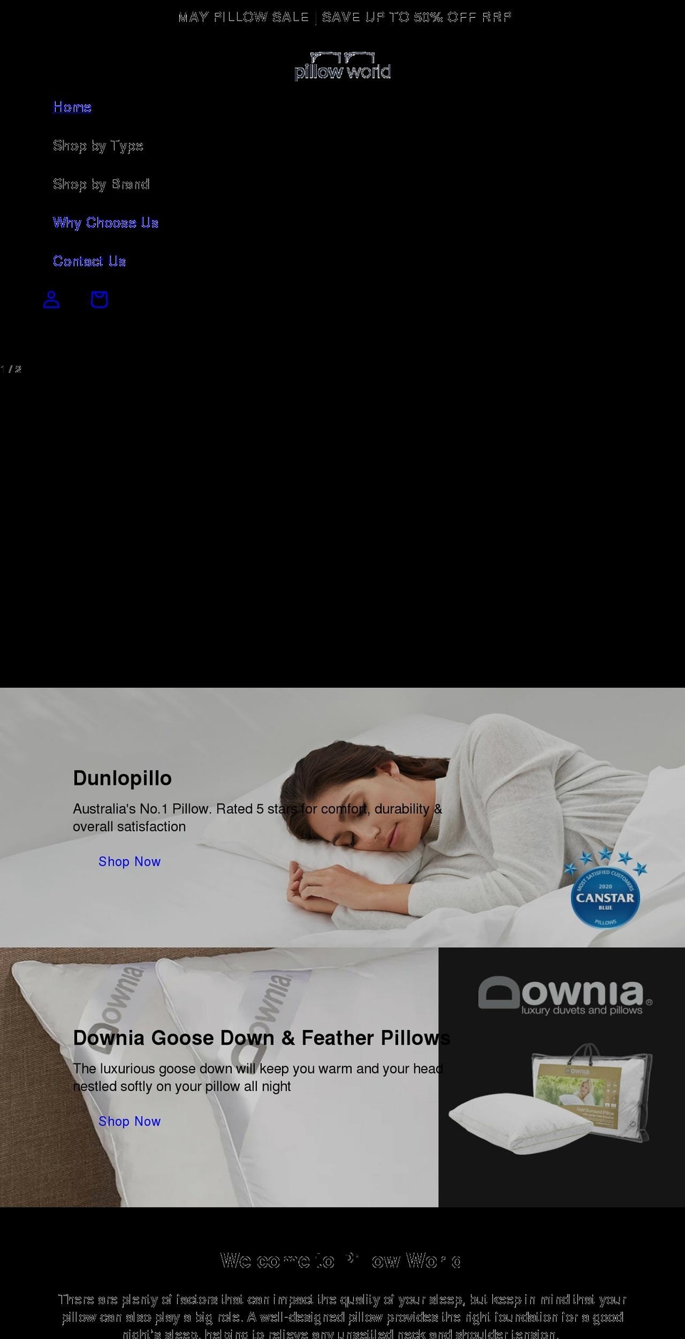 pillowworld.com.au shopify website screenshot