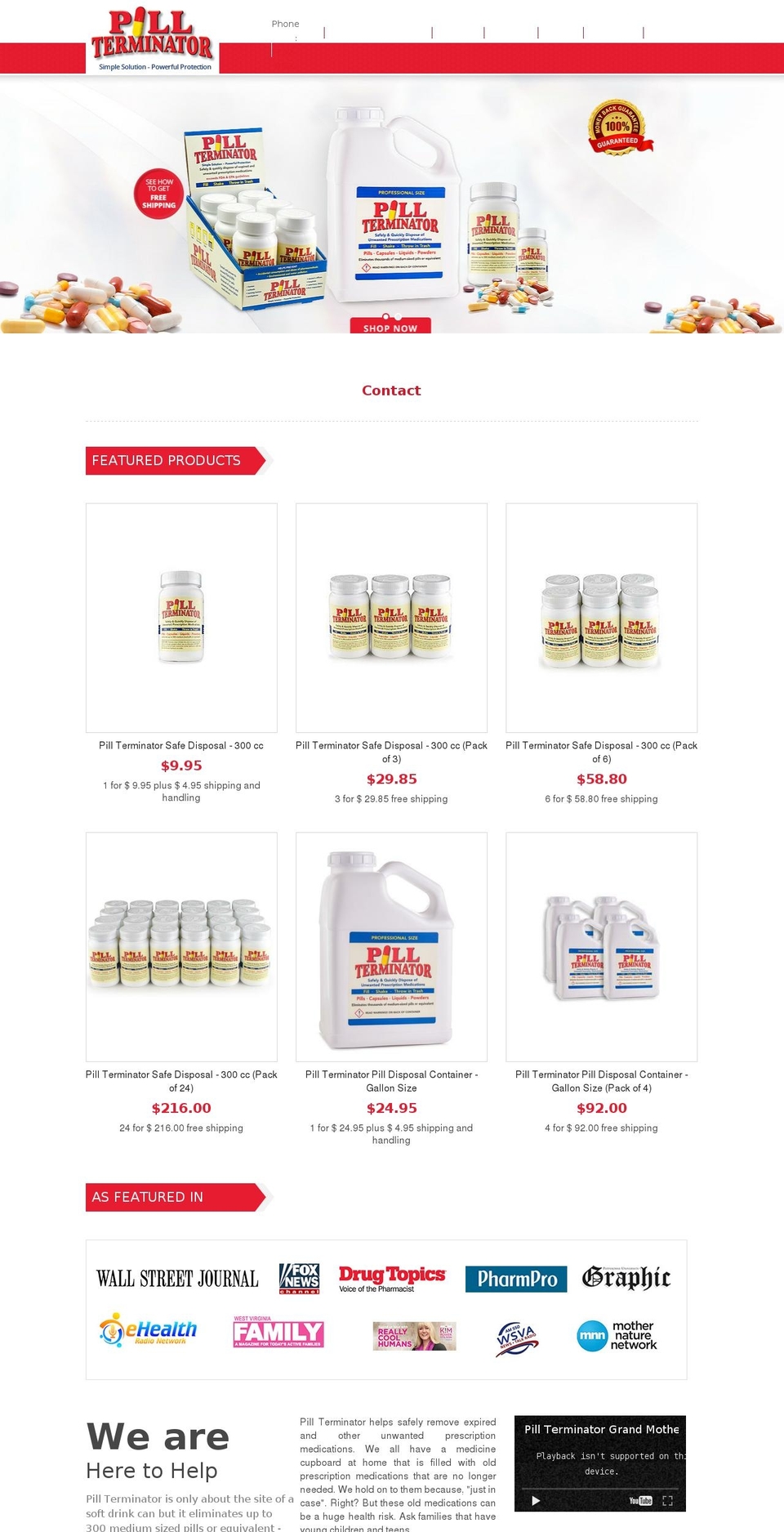 pillterminator.com shopify website screenshot