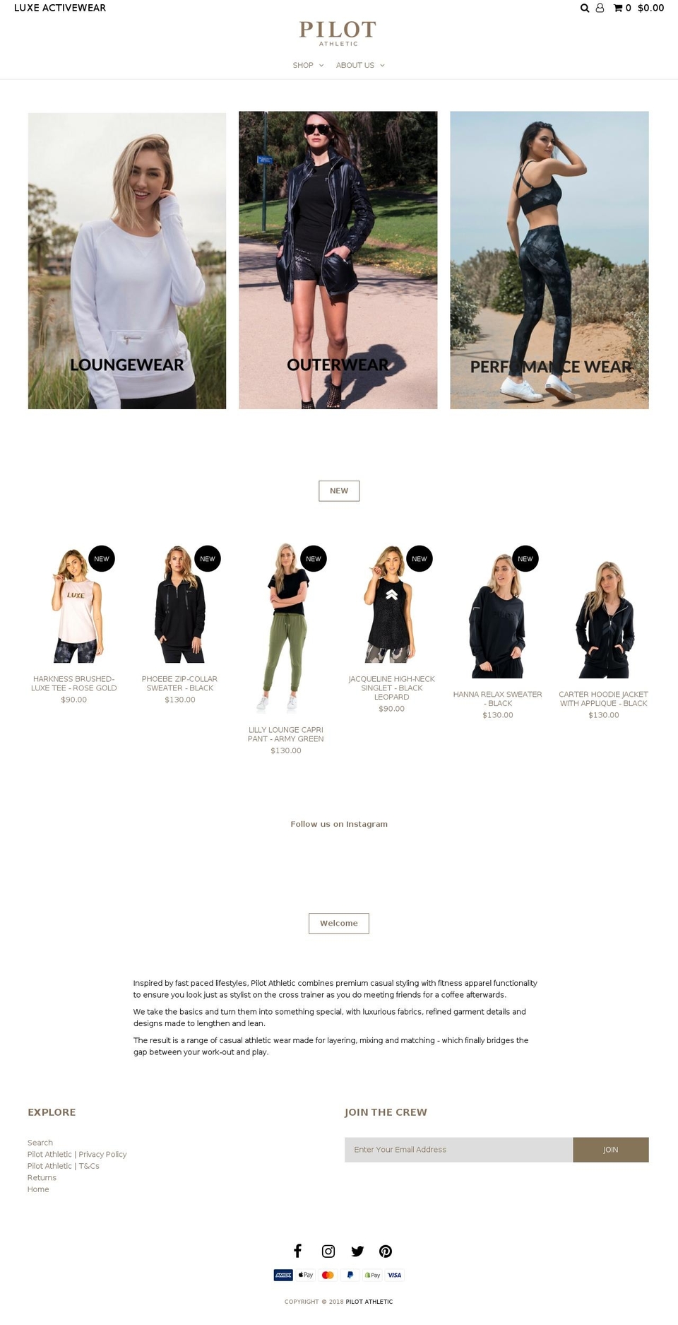 pilotathletic.com.au shopify website screenshot