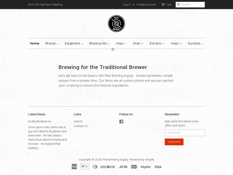 pilotbrewingsupply.com — Shopify storefront screenshot