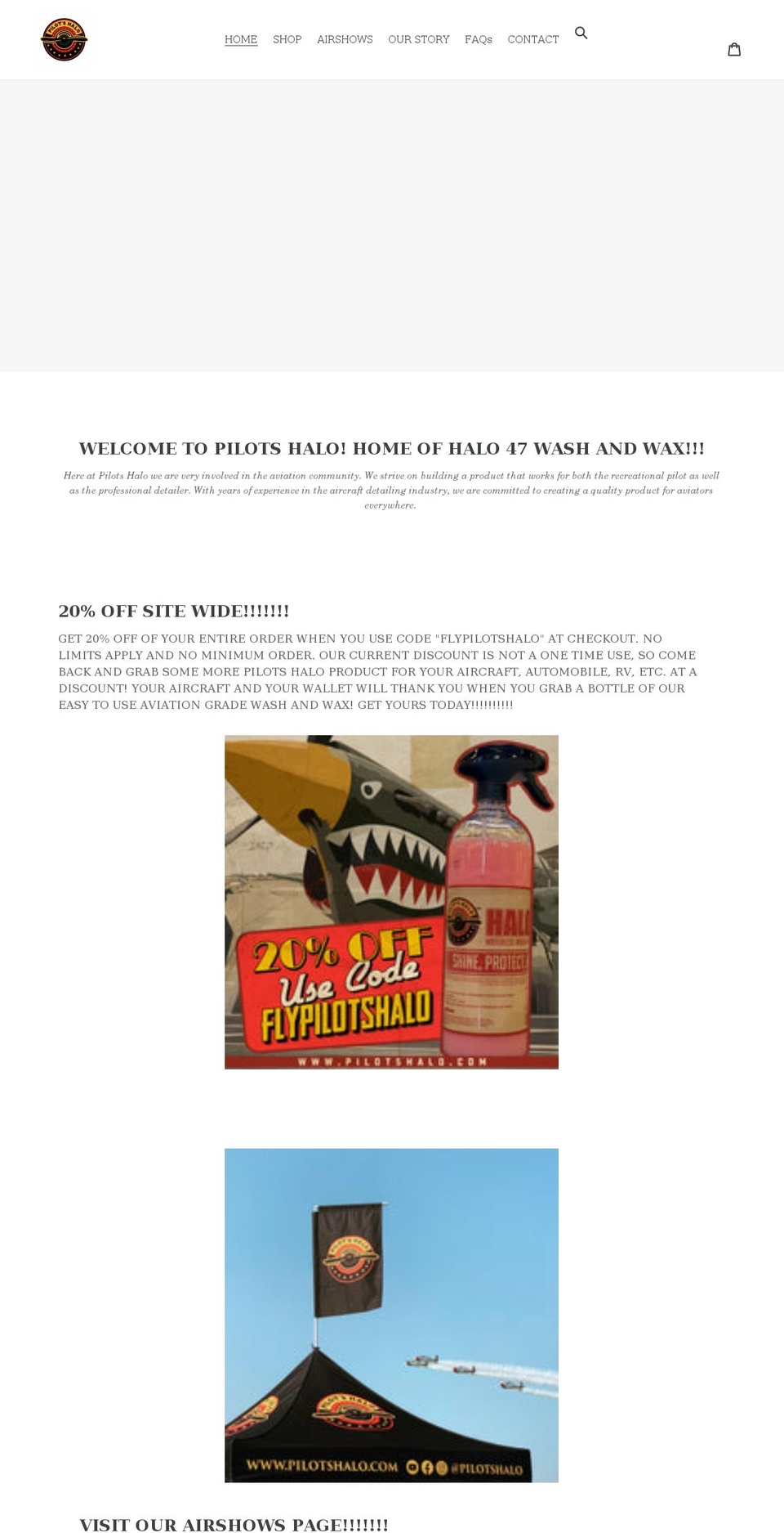 pilotshalo.com shopify website screenshot