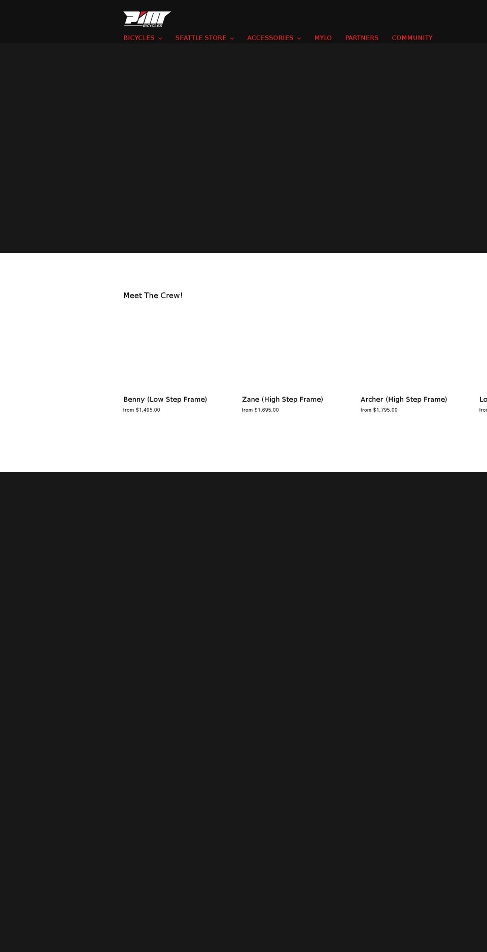 pimbicycles.com shopify website screenshot