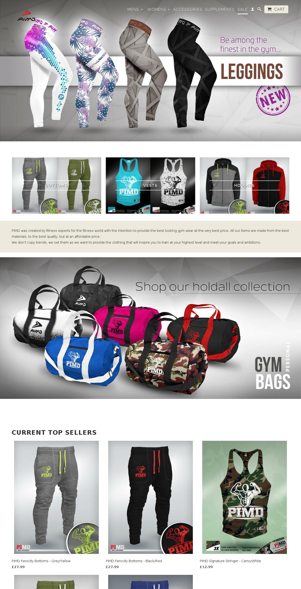 pimdgymwear.com shopify website screenshot