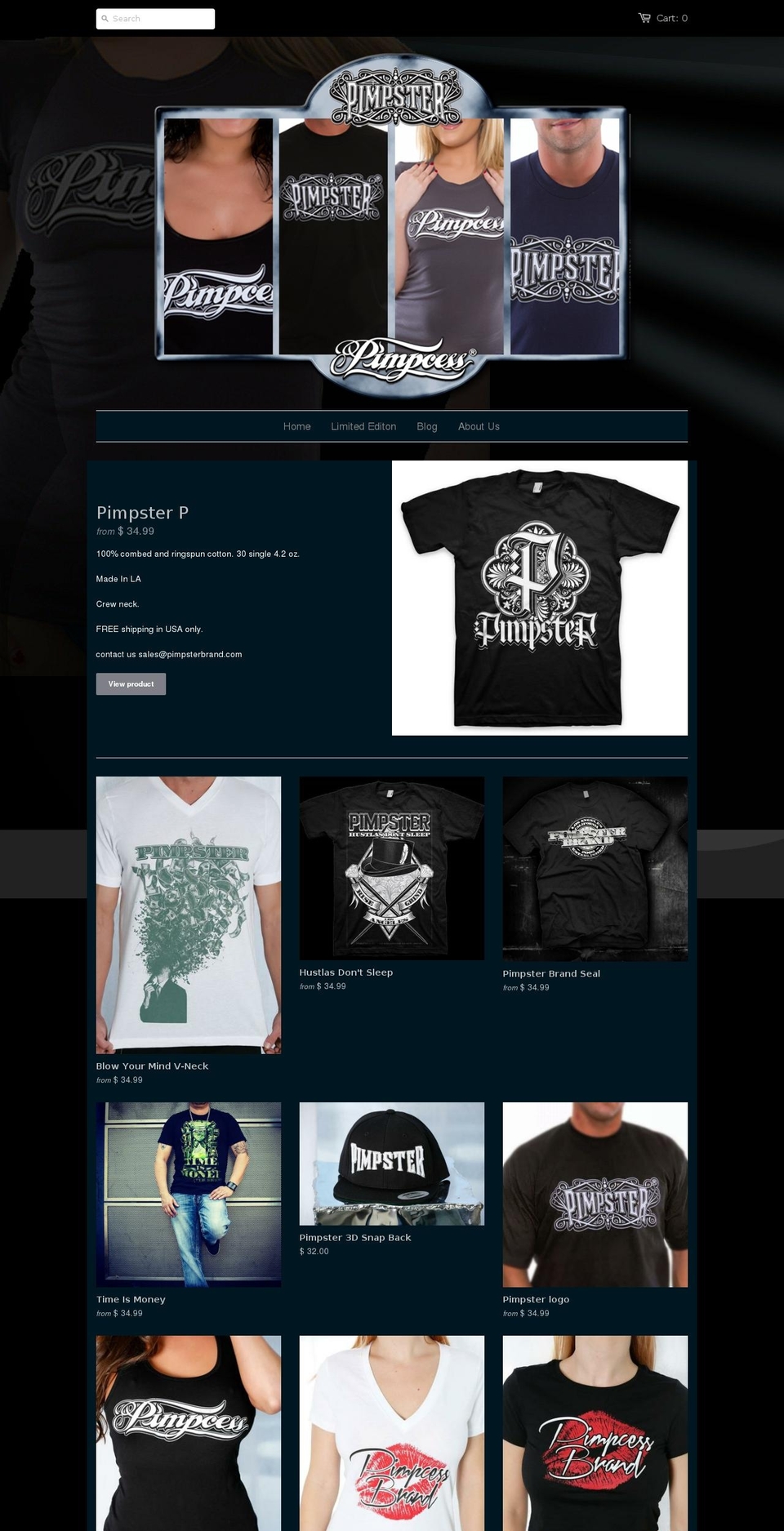 pimpcessbrand.com — Shopify storefront screenshot