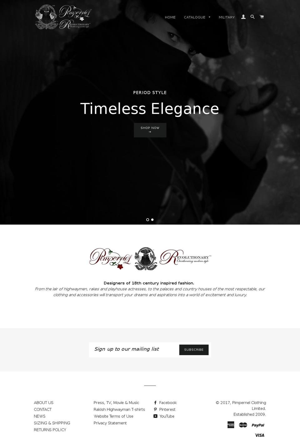 pimpernelclothing.com shopify website screenshot