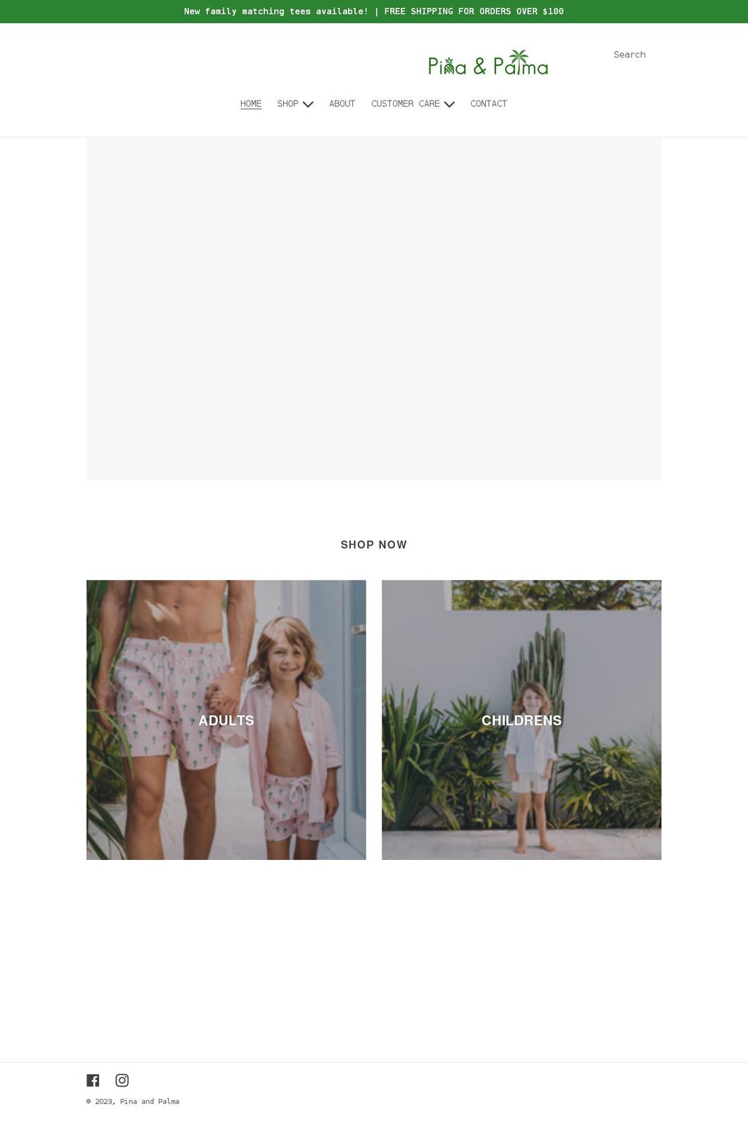 pinaandpalma.com shopify website screenshot