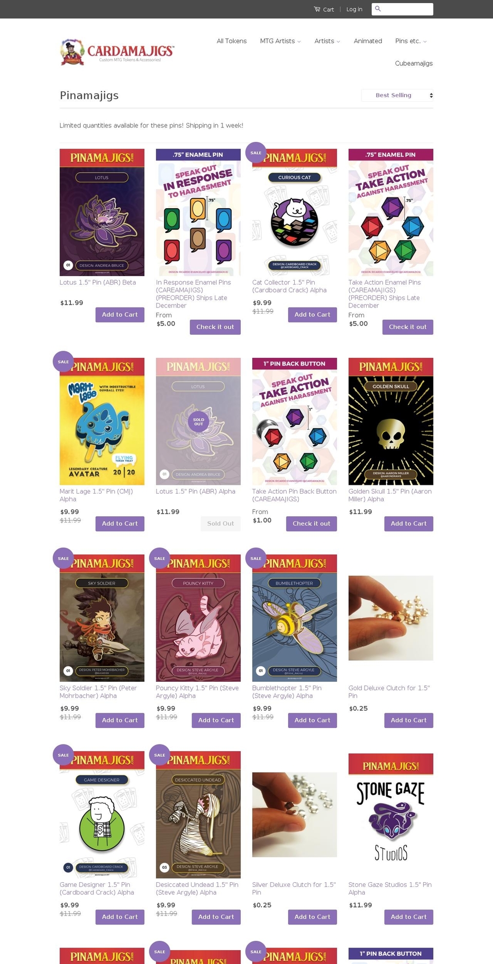 Classic - Cardamajigs Shopify theme site example pinamajigs.com