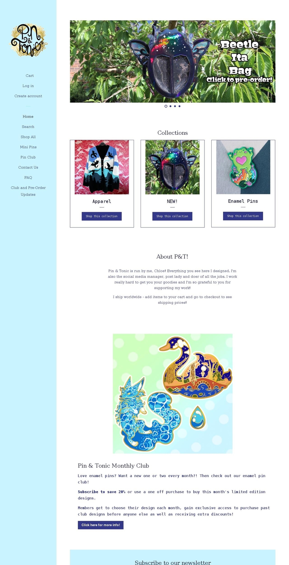 pinandtonic.co.uk shopify website screenshot