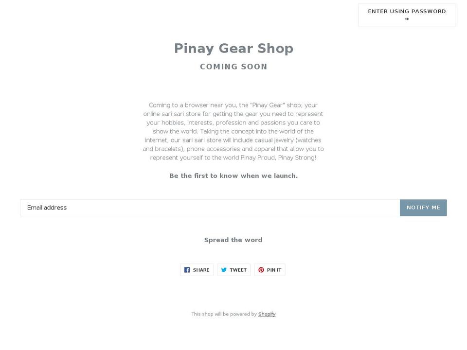 pinaygear.com — Shopify storefront screenshot