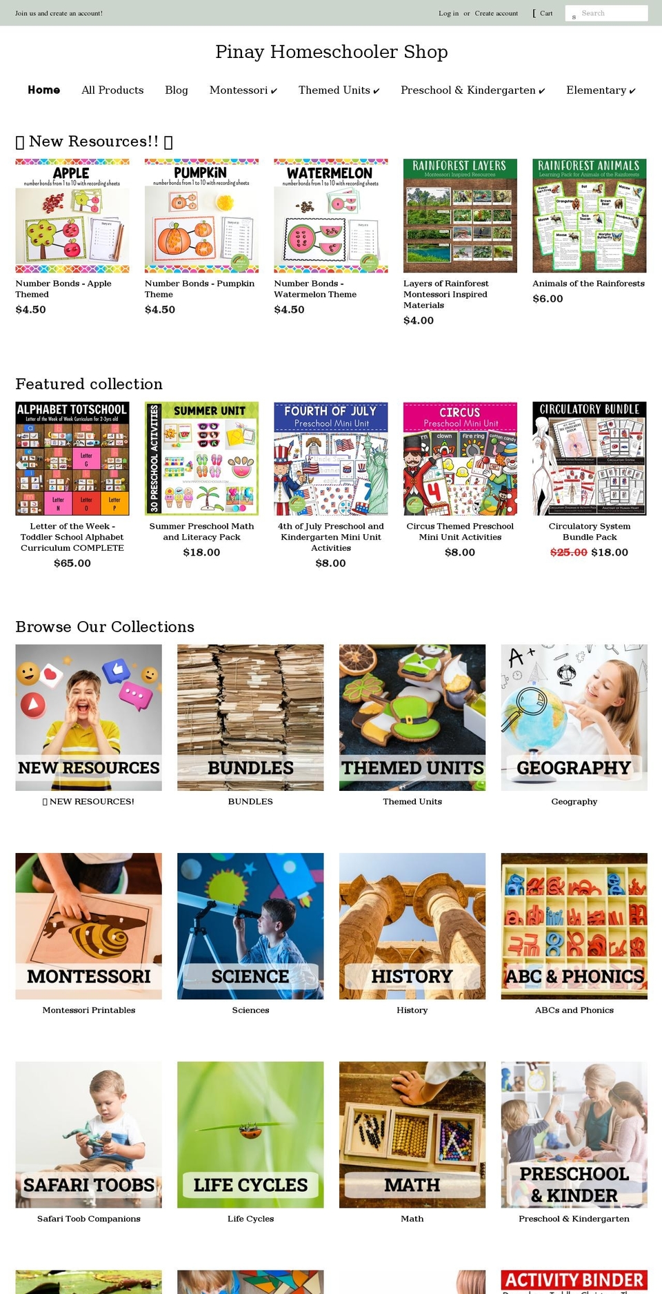 pinayhomeschoolershop.com shopify website screenshot
